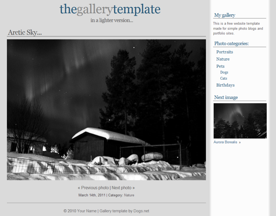 Gallery (light edition), default style