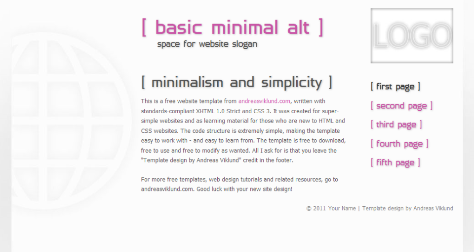 Basic Minimal (alt), alternate version with reversed layout and lighter colors.
