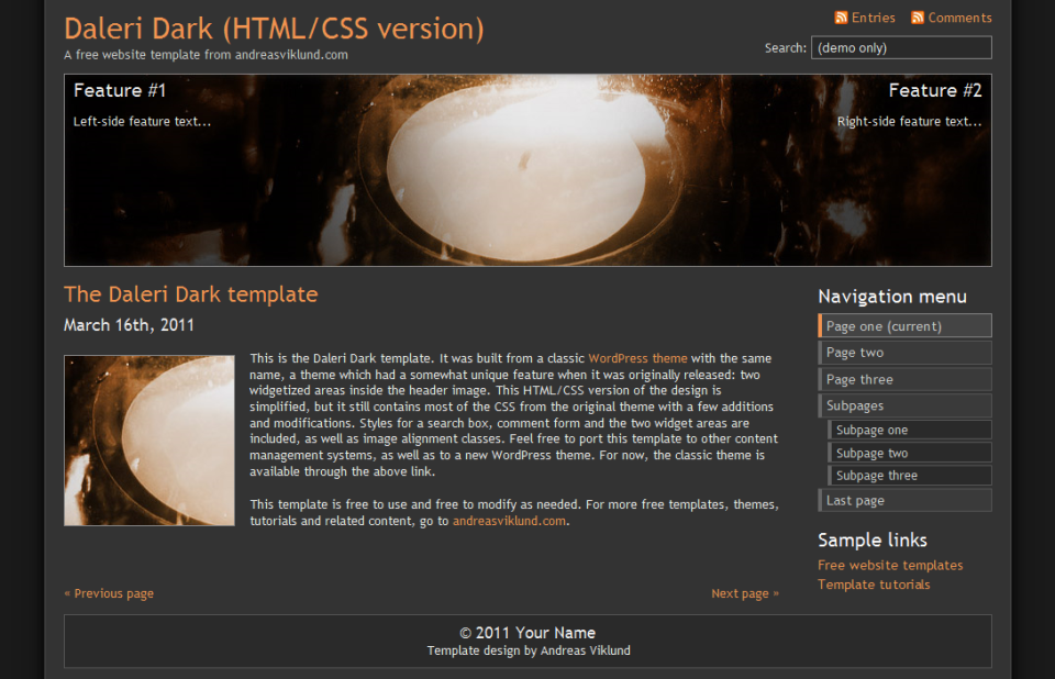 Daleri Dark (HTML/CSS version).