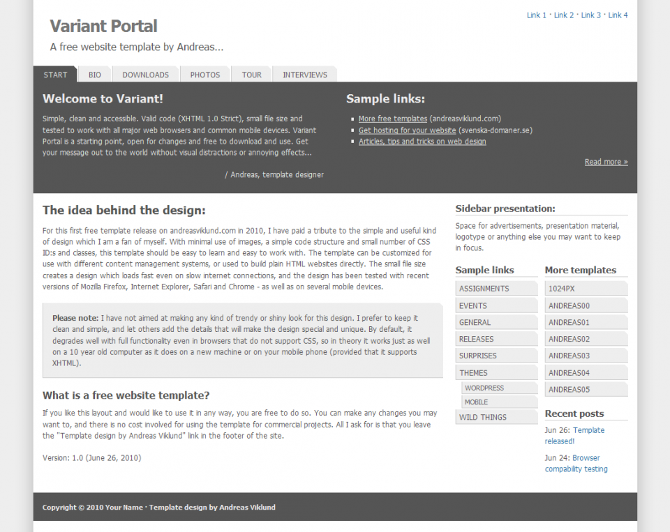 Variant Portal, default style.