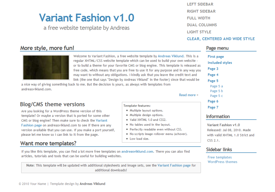 Variant Fashion using the clear style