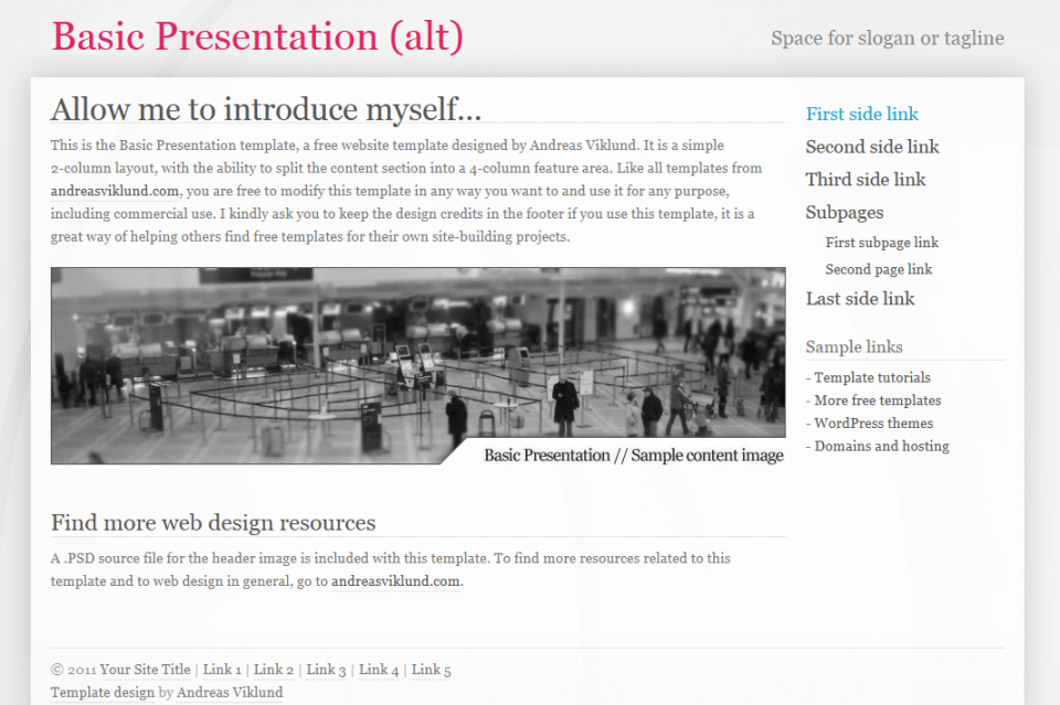 Basic Presentation (alternate version) with right sidebar.