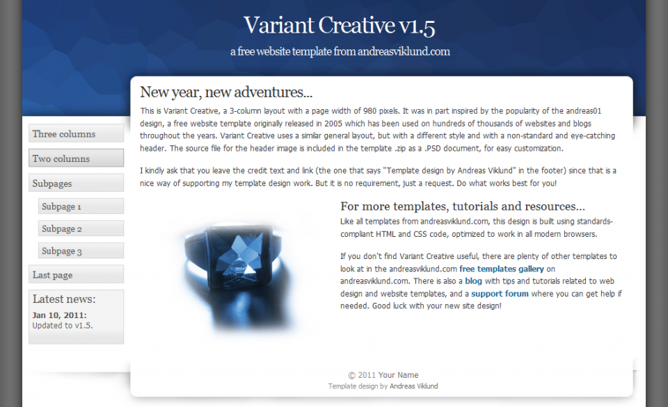 Variant Creative, 2-column layout